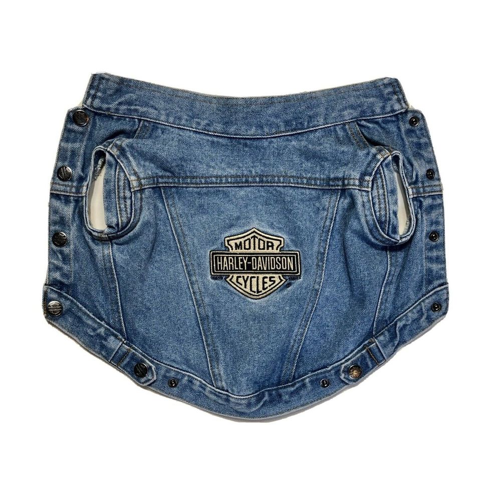 Harley Davidson Dog Jean Vest Jacket Denim Small